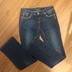 Beaded and embroidered GRACE bootcut jeans.